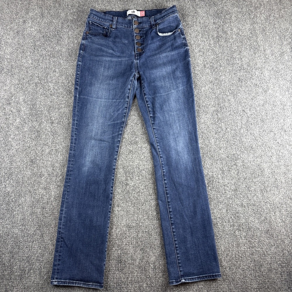 Cabi Button Fly Straight Jeans Medium Wash Blue Denim Women's Size 4